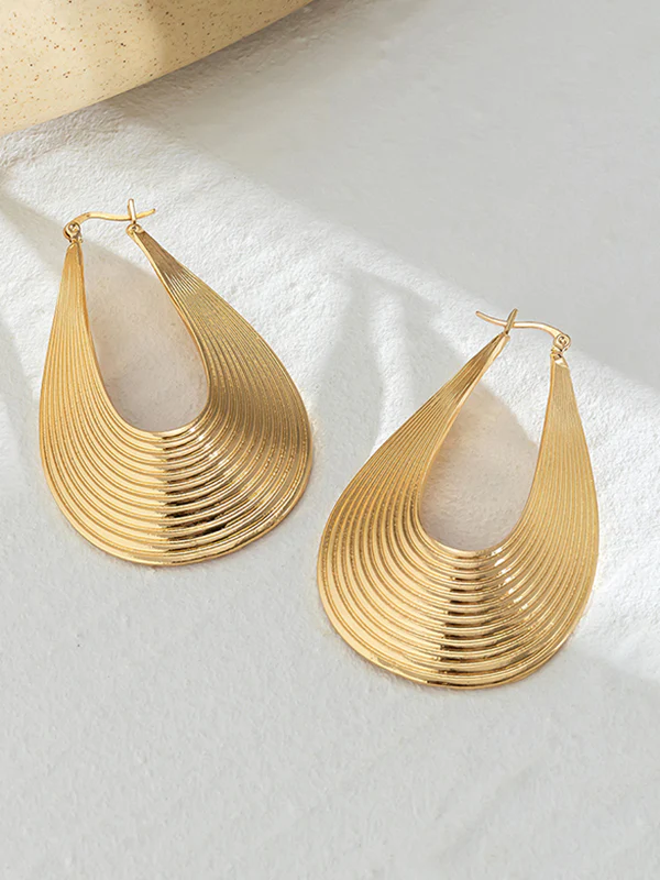 Geometric Hollow Solid Color Drop Earrings - Image 11