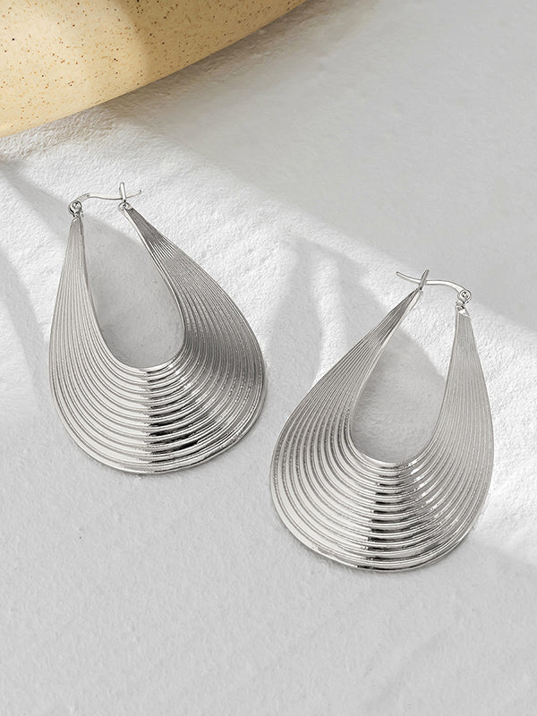 Geometric Hollow Solid Color Drop Earrings - Image 13