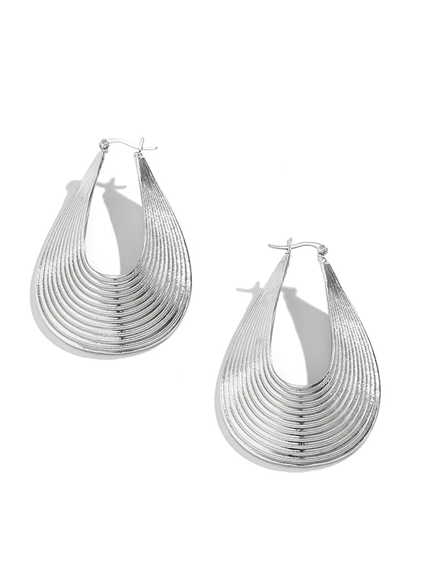 Geometric Hollow Solid Color Drop Earrings - Image 15