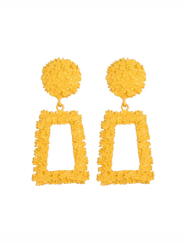 Geometric Hollow Solid Color Drop Earrings - Image 10