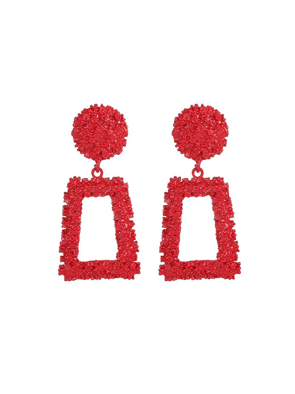 Geometric Hollow Solid Color Drop Earrings - Image 11