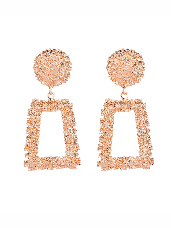 Geometric Hollow Solid Color Drop Earrings - Image 12