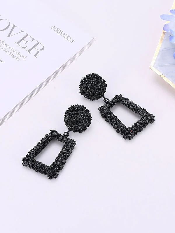 Geometric Hollow Solid Color Drop Earrings - Image 6