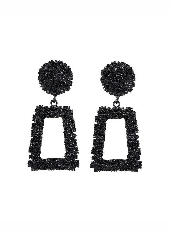 Geometric Hollow Solid Color Drop Earrings - Image 7