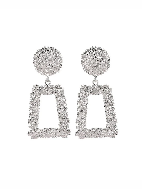 Geometric Hollow Solid Color Drop Earrings - Image 8