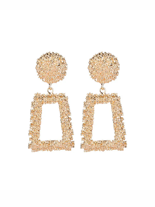 Geometric Hollow Solid Color Drop Earrings - Image 9