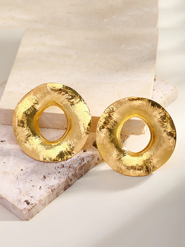 Geometric Hollow Solid Color Drop Earrings - Image 7