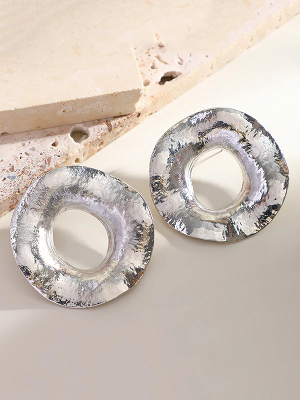 Geometric Hollow Solid Color Drop Earrings - Image 8