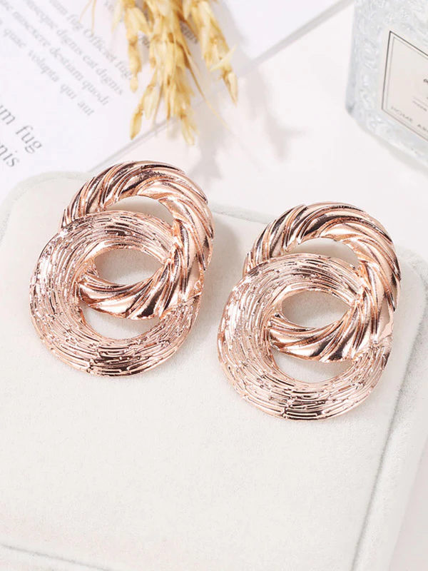 Geometric Hollow Solid Color Drop Earrings - Image 3