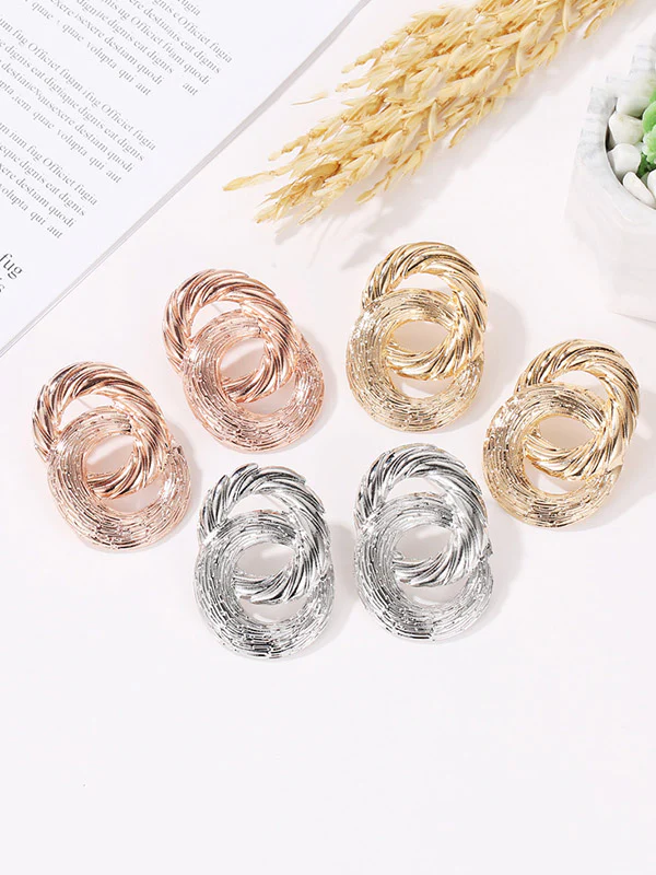 Geometric Hollow Solid Color Drop Earrings - Image 5