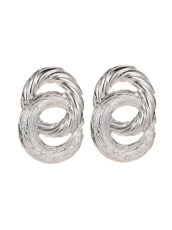 Geometric Hollow Solid Color Drop Earrings - Image 7