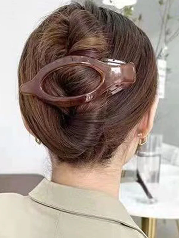 Geometric Hollow Solid Color Hair Clips - Image 4