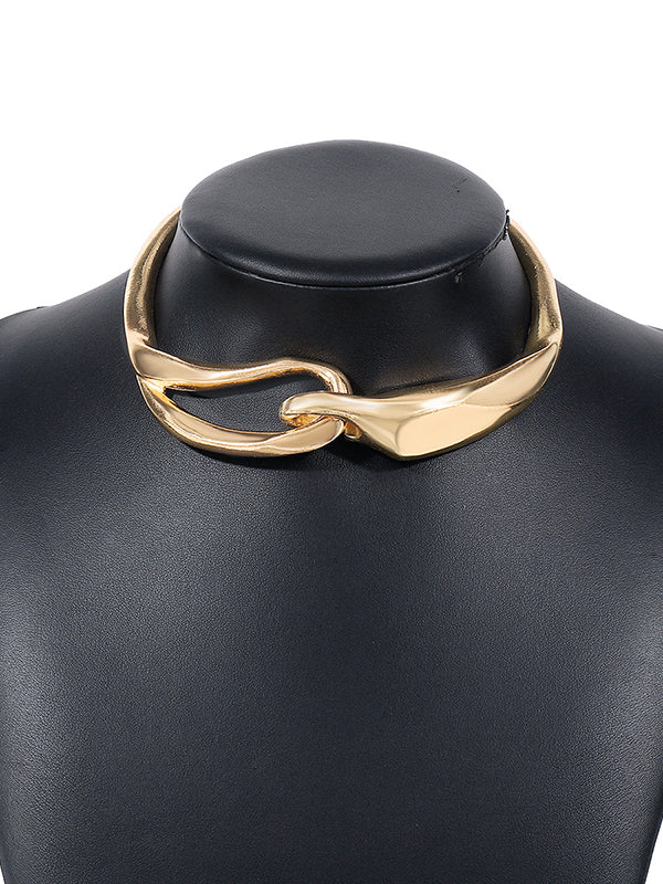 Geometric Hollow Solid Color Necklaces Accessories - Image 3