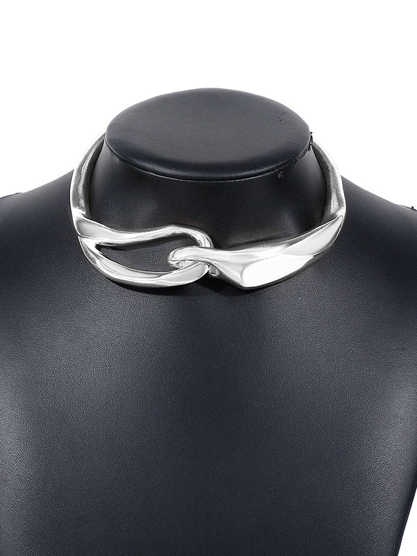 Geometric Hollow Solid Color Necklaces Accessories - Image 4
