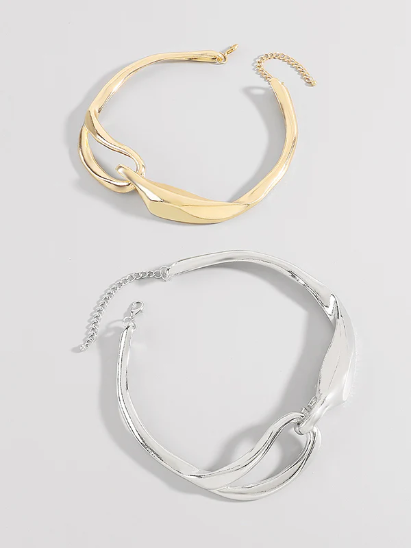 Geometric Hollow Solid Color Necklaces Accessories - Image 5