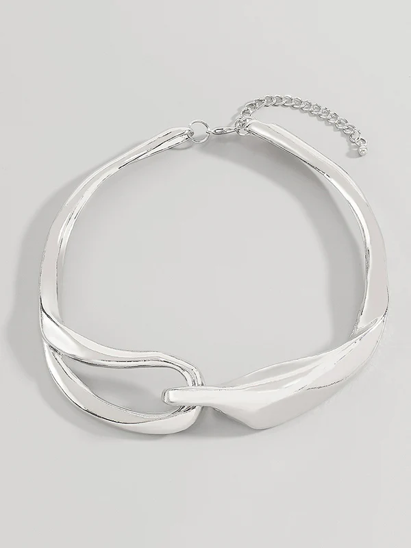 Geometric Hollow Solid Color Necklaces Accessories - Image 8