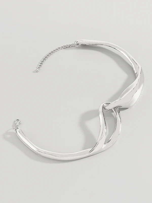 Geometric Hollow Solid Color Necklaces Accessories - Image 9
