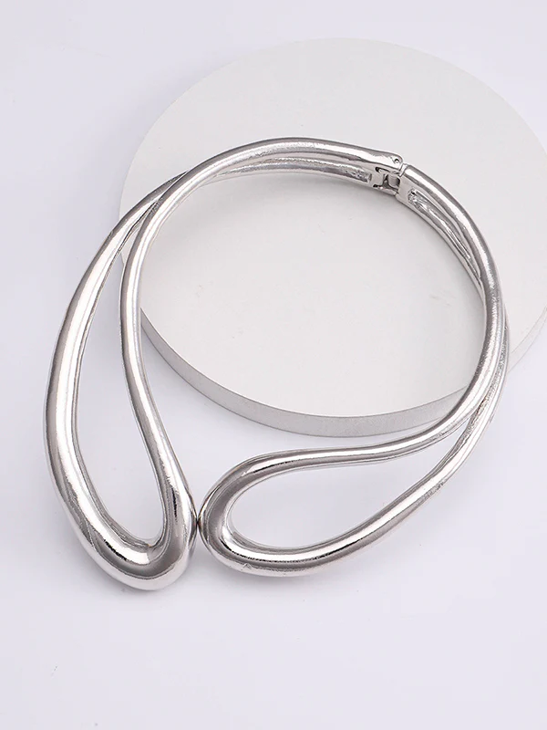 Geometric Hollow Solid Color Necklaces Accessories - Image 10