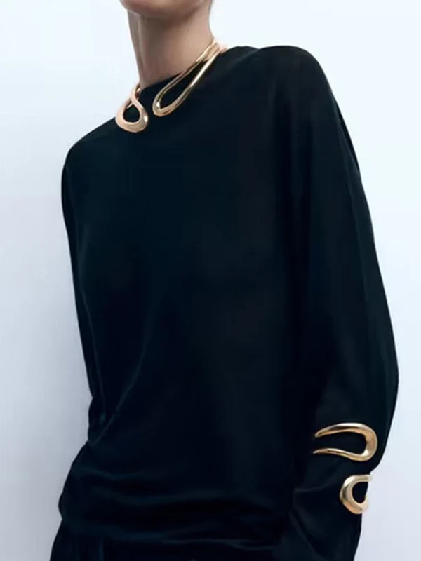 Geometric Hollow Solid Color Necklaces Accessories - Image 2