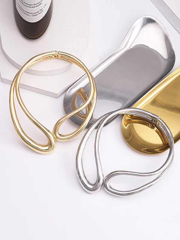 Geometric Hollow Solid Color Necklaces Accessories - Image 4