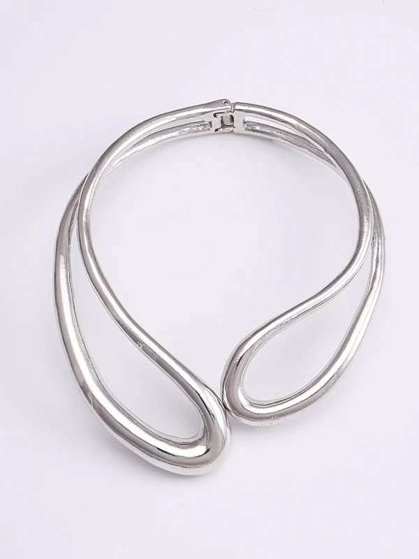Geometric Hollow Solid Color Necklaces Accessories - Image 8