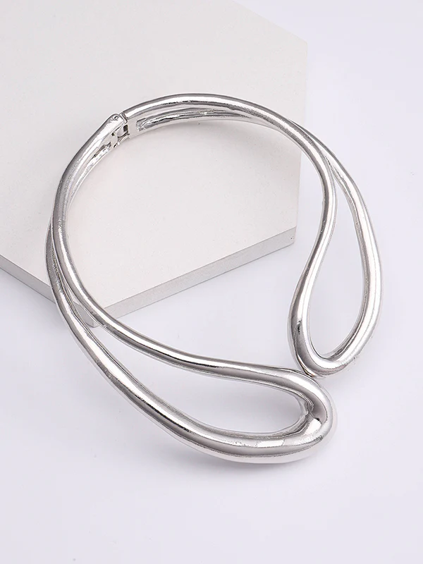 Geometric Hollow Solid Color Necklaces Accessories - Image 9