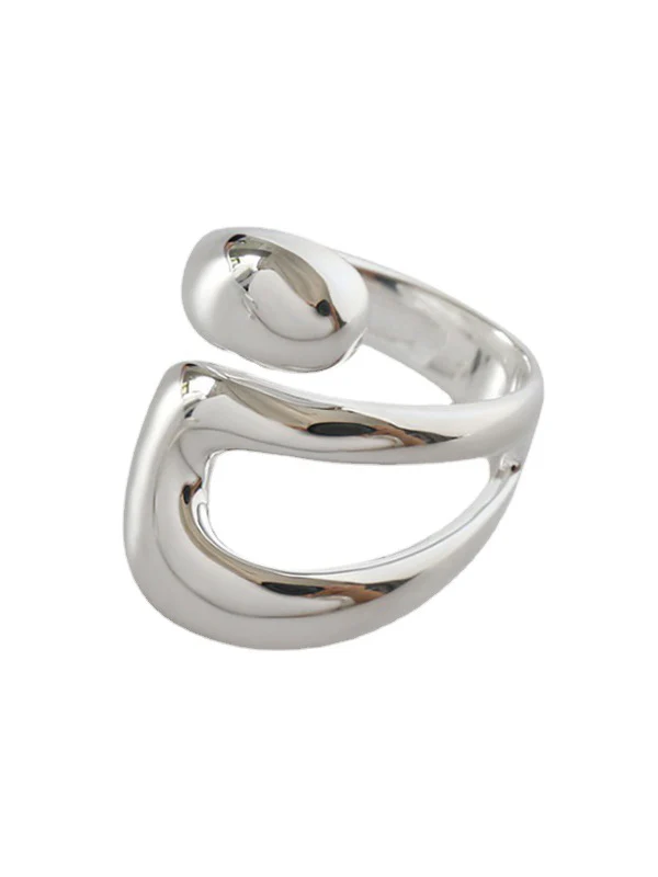 Geometric Hollow Solid Color Rings Accessories - Image 6