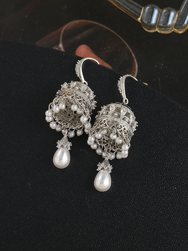 Geometric Hollow Tasseled Drop Earrings - Image 2