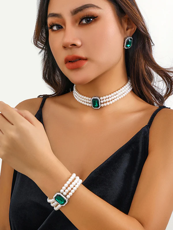 Geometric Layered Rhine Stones Bracelet Accessories + Necklaces Accessories + Earrings Accessories - Image 12