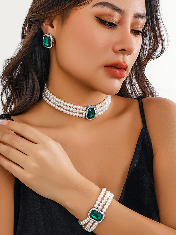 Geometric Layered Rhine Stones Bracelet Accessories + Necklaces Accessories + Earrings Accessories - Image 13