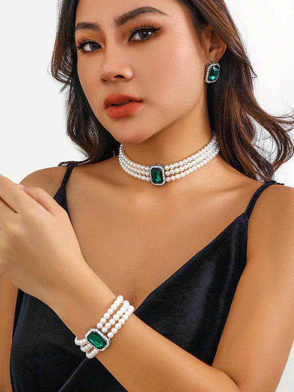 Geometric Layered Rhine Stones Bracelet Accessories + Necklaces Accessories + Earrings Accessories - Image 14