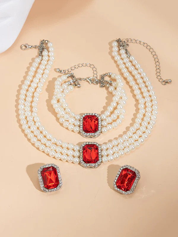 Geometric Layered Rhine Stones Bracelet Accessories + Necklaces Accessories + Earrings Accessories - Image 17
