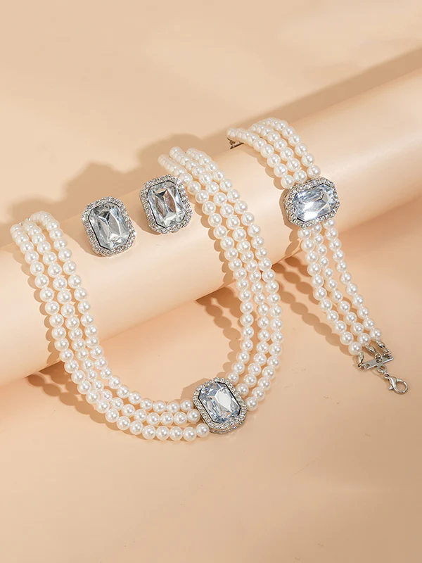 Geometric Layered Rhine Stones Bracelet Accessories + Necklaces Accessories + Earrings Accessories - Image 18