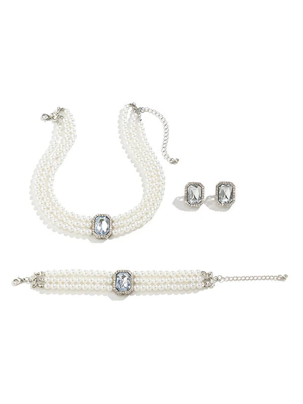 Geometric Layered Rhine Stones Bracelet Accessories + Necklaces Accessories + Earrings Accessories - Image 19