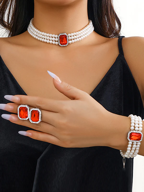 Geometric Layered Rhine Stones Bracelet Accessories + Necklaces Accessories + Earrings Accessories - Image 3