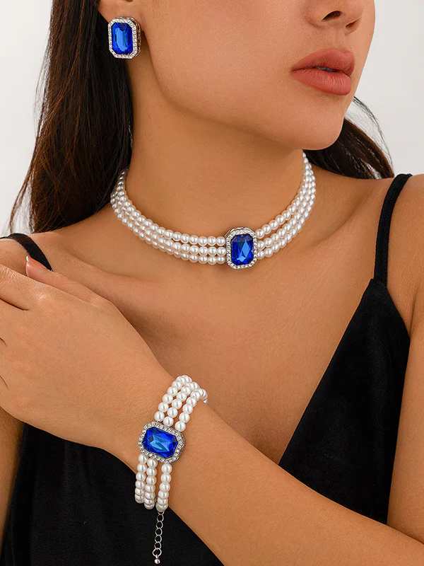 Geometric Layered Rhine Stones Bracelet Accessories + Necklaces Accessories + Earrings Accessories - Image 4