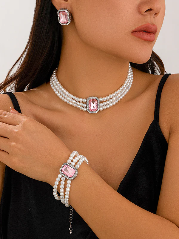 Geometric Layered Rhine Stones Bracelet Accessories + Necklaces Accessories + Earrings Accessories - Image 5