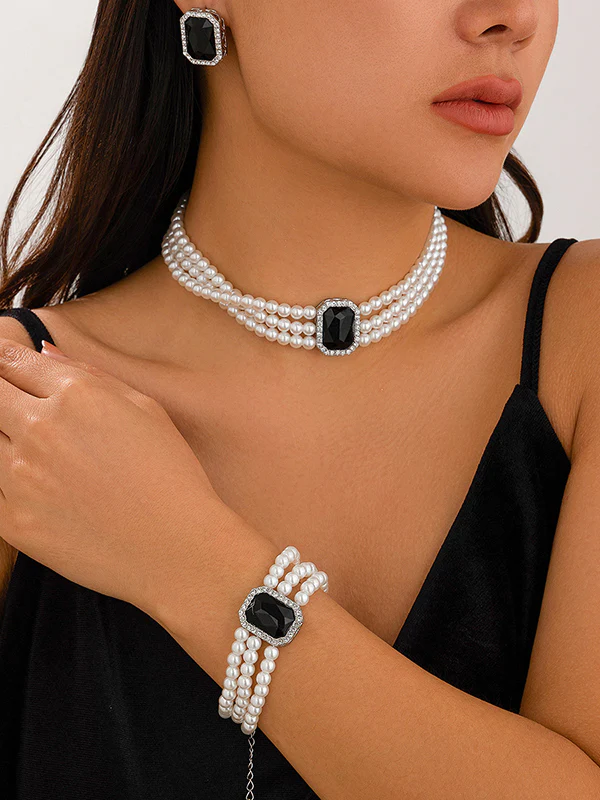 Geometric Layered Rhine Stones Bracelet Accessories + Necklaces Accessories + Earrings Accessories - Image 6