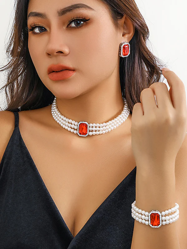 Geometric Layered Rhine Stones Bracelet Accessories + Necklaces Accessories + Earrings Accessories - Image 8