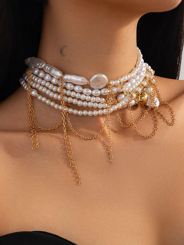 Geometric Layered Tasseled Necklaces Accessories - Image 2