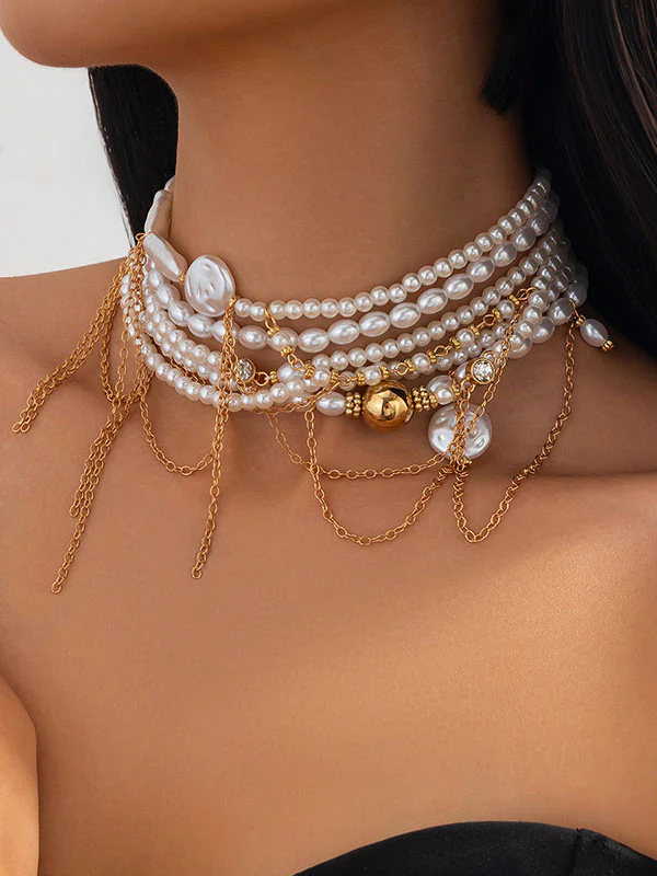 Geometric Layered Tasseled Necklaces Accessories - Image 3