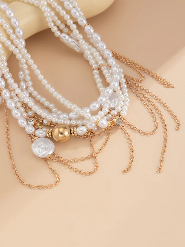 Geometric Layered Tasseled Necklaces Accessories - Image 4
