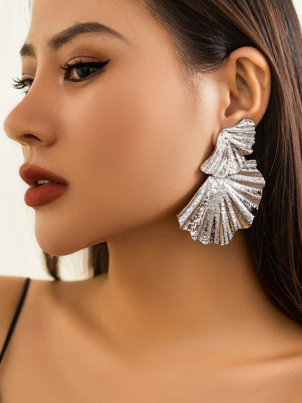 Geometric Leaves Shape Solid Color Drop Earrings - Image 5