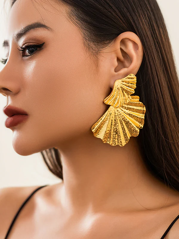 Geometric Leaves Shape Solid Color Drop Earrings - Image 6