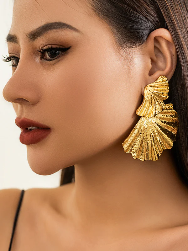 Geometric Leaves Shape Solid Color Drop Earrings - Image 7