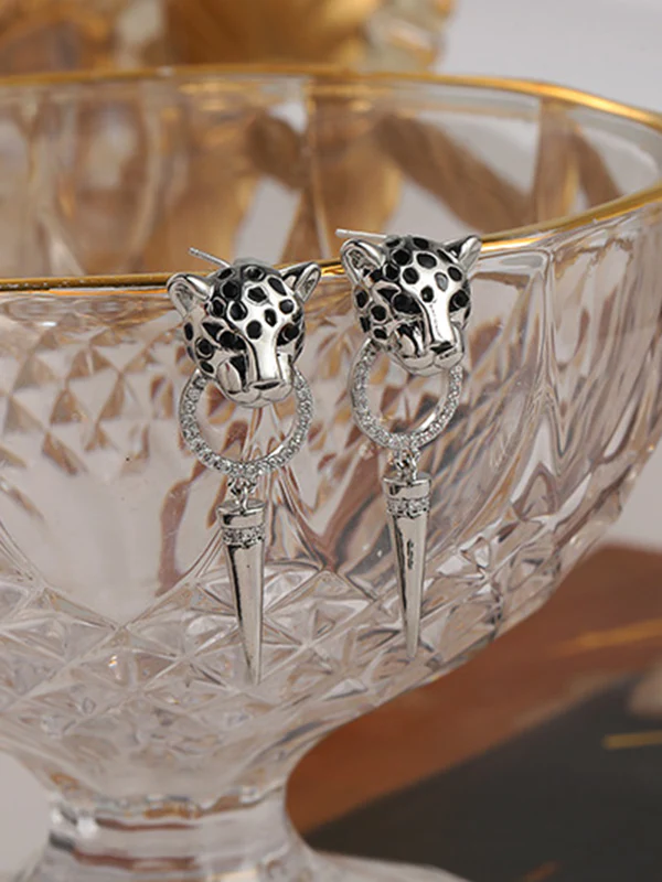 Geometric Leopard Eardrop Earrings Accessories - Image 3