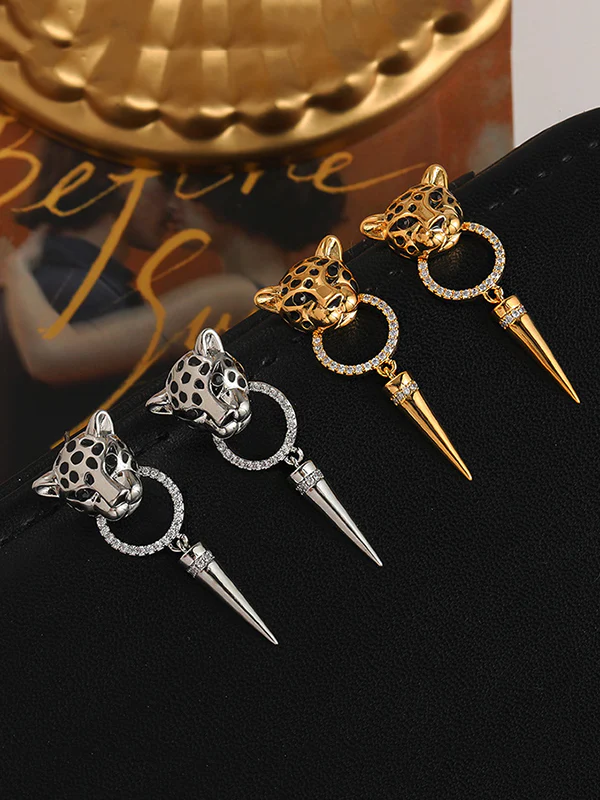 Geometric Leopard Eardrop Earrings Accessories - Image 5