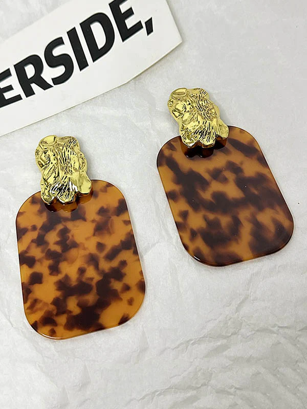 Geometric Leopard Pleated Split-Joint Drop Earrings Earrings Accessories - Image 8