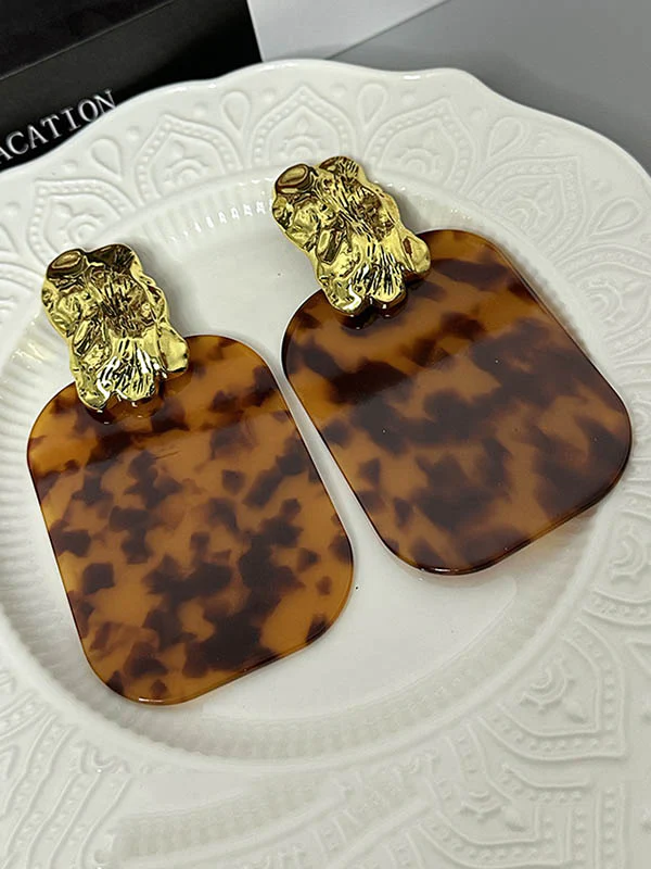 Geometric Leopard Pleated Split-Joint Drop Earrings Earrings Accessories - Image 9