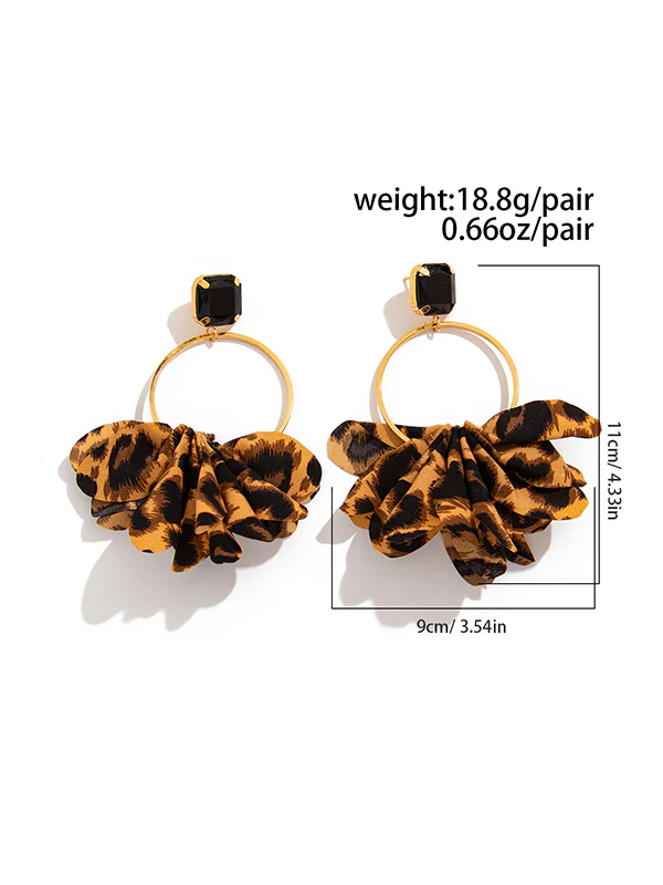 Geometric Leopard Three-Dimensional Flower Drop Earrings - Image 10